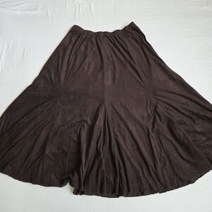 Susan Graver Microsuede Velour A-line Full Midi Skirt Brown L Modest Cowgirl